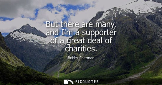 Small: But there are many, and Im a supporter of a great deal of charities