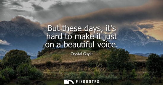 Small: Crystal Gayle: But these days, its hard to make it just on a beautiful voice