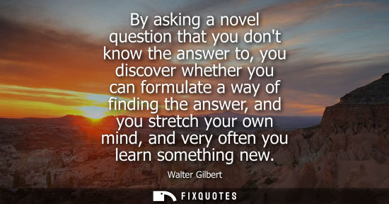 Small: By asking a novel question that you dont know the answer to, you discover whether you can formulate a w