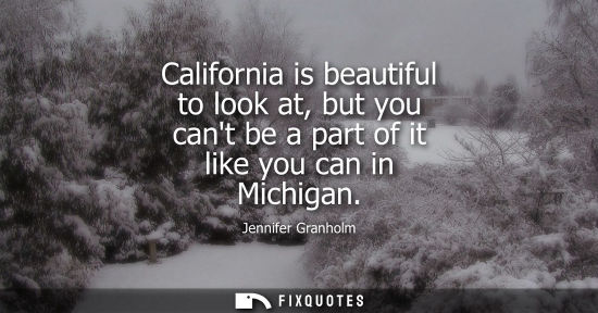Small: California is beautiful to look at, but you cant be a part of it like you can in Michigan