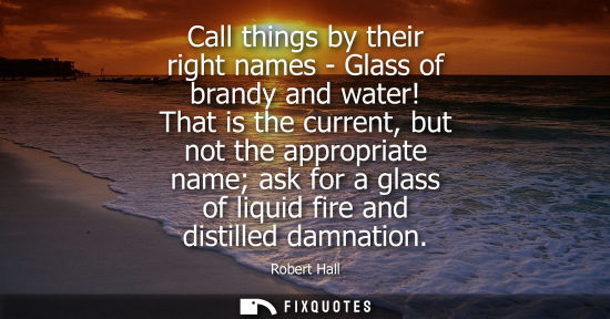 Small: Call things by their right names - Glass of brandy and water! That is the current, but not the appropri