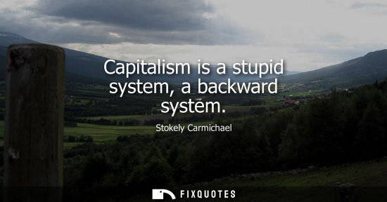 Small: Capitalism is a stupid system, a backward system