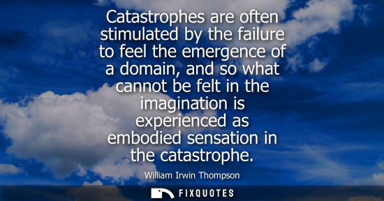 Small: Catastrophes are often stimulated by the failure to feel the emergence of a domain, and so what cannot 