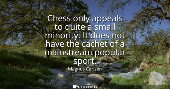 Small: Chess only appeals to quite a small minority. It does not have the cachet of a mainstream popular sport