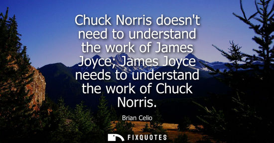 Small: Chuck Norris doesnt need to understand the work of James Joyce James Joyce needs to understand the work