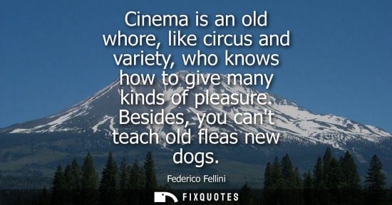 Small: Cinema is an old whore, like circus and variety, who knows how to give many kinds of pleasure. Besides, you ca