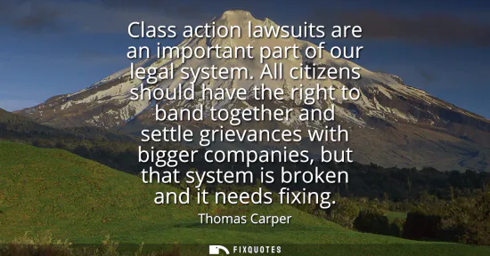 Small: Class action lawsuits are an important part of our legal system. All citizens should have the right to band to