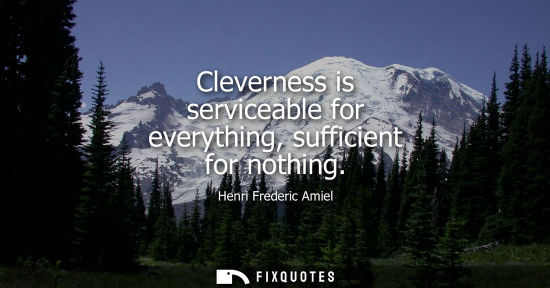 Small: Cleverness is serviceable for everything, sufficient for nothing - Henri Frederic Amiel