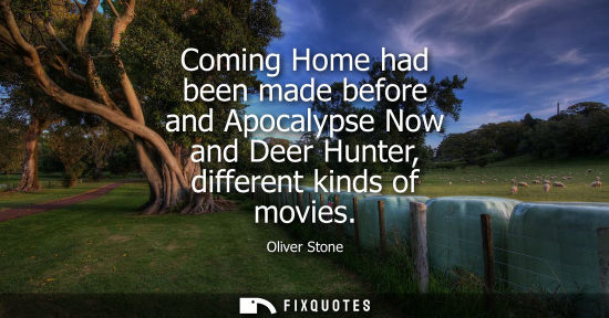 Small: Coming Home had been made before and Apocalypse Now and Deer Hunter, different kinds of movies