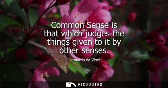 Small: Common Sense is that which judges the things given to it by other senses