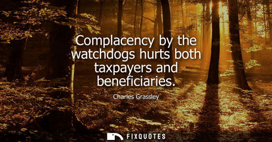 Small: Complacency by the watchdogs hurts both taxpayers and beneficiaries