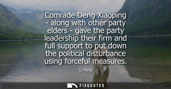 Small: Comrade Deng Xiaoping - along with other party elders - gave the party leadership their firm and full s