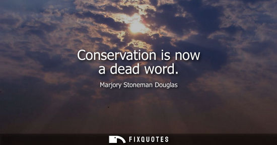 Small: Conservation is now a dead word