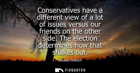 Small: Conservatives have a different view of a lot of issues versus our friends on the other side. The electi
