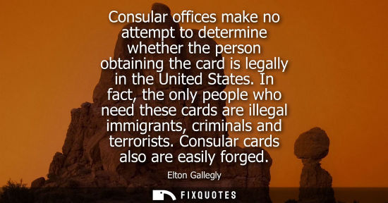 Small: Consular offices make no attempt to determine whether the person obtaining the card is legally in the U