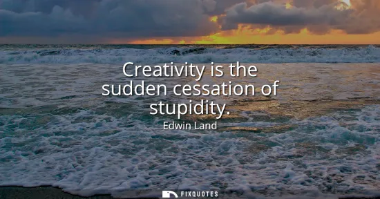 Small: Creativity is the sudden cessation of stupidity