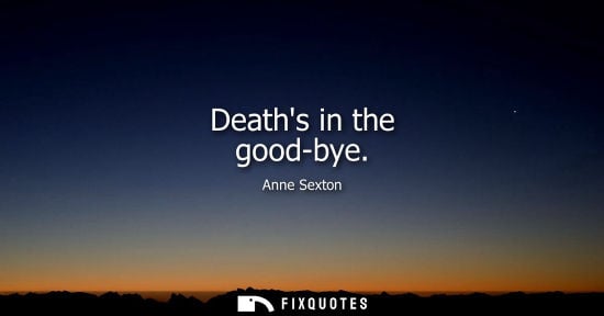 Small: Anne Sexton: Deaths in the good-bye