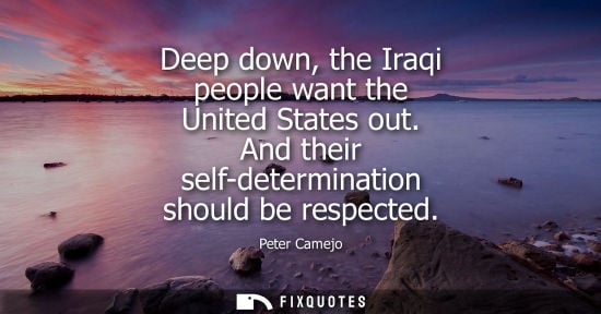 Small: Deep down, the Iraqi people want the United States out. And their self-determination should be respecte