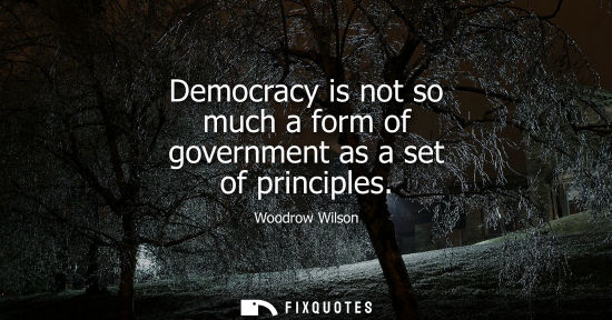 Small: Democracy is not so much a form of government as a set of principles