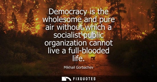 Small: Democracy is the wholesome and pure air without which a socialist public organization cannot live a ful