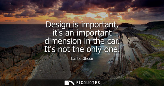 Small: Design is important, its an important dimension in the car. Its not the only one