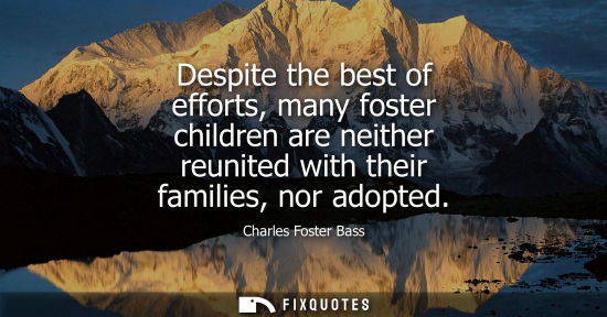 Small: Despite the best of efforts, many foster children are neither reunited with their families, nor adopted