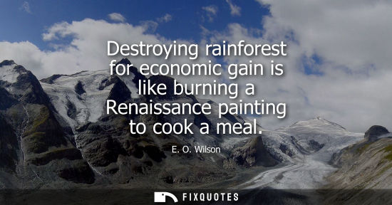 Small: Destroying rainforest for economic gain is like burning a Renaissance painting to cook a meal