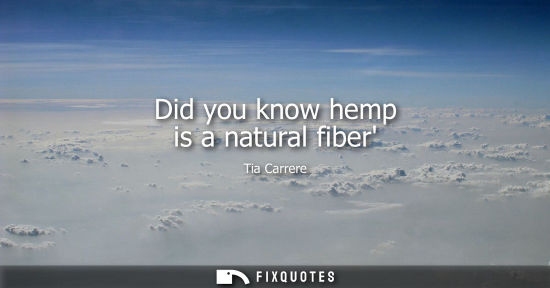 Small: Did you know hemp is a natural fiber