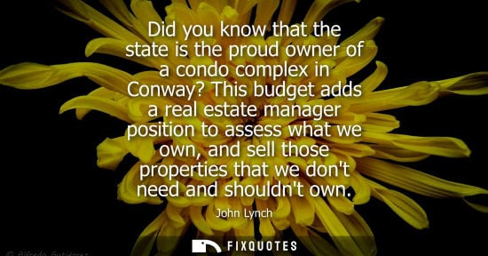 Small: Did you know that the state is the proud owner of a condo complex in Conway? This budget adds a real es