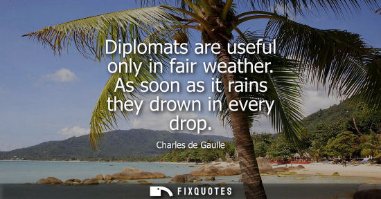 Small: Diplomats are useful only in fair weather. As soon as it rains they drown in every drop