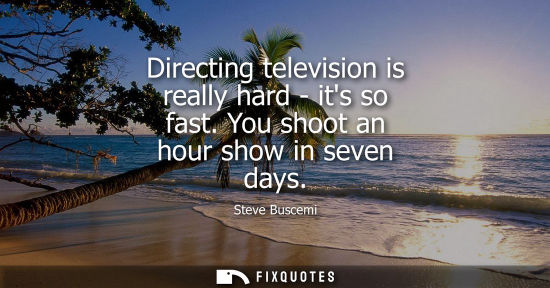 Small: Directing television is really hard - its so fast. You shoot an hour show in seven days
