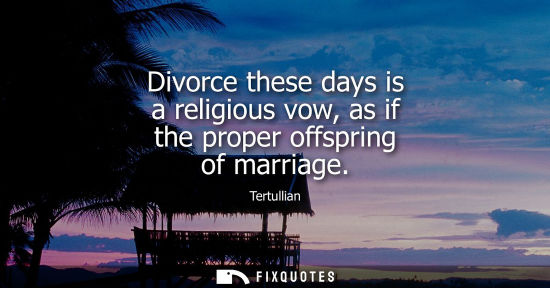Small: Divorce these days is a religious vow, as if the proper offspring of marriage