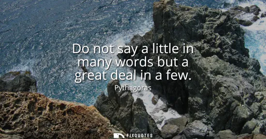 Small: Do not say a little in many words but a great deal in a few