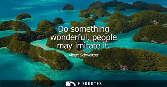 Small: Do something wonderful, people may imitate it - Albert Schweitzer