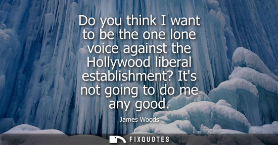 Small: Do you think I want to be the one lone voice against the Hollywood liberal establishment? Its not going