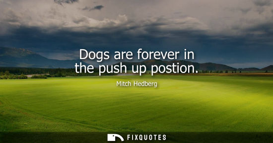 Small: Dogs are forever in the push up postion