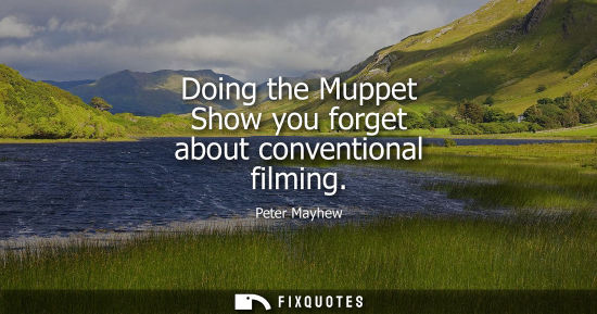 Small: Doing the Muppet Show you forget about conventional filming