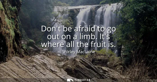 Small: Dont be afraid to go out on a limb. Its where all the fruit is