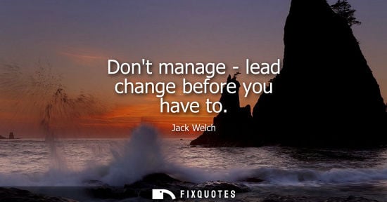 Small: Dont manage - lead change before you have to