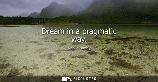 Small: Dream in a pragmatic way - Aldous Huxley