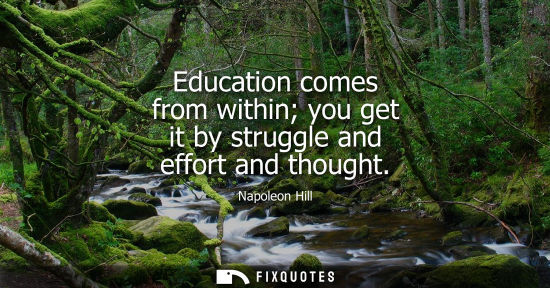 Small: Education comes from within you get it by struggle and effort and thought