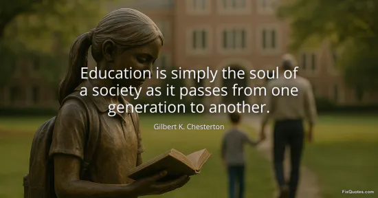 Education is simply the soul of a society as it passes from one generation to another - Gilbert K. Chesterton