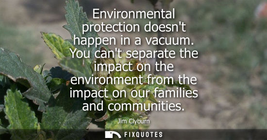 Small: Environmental protection doesnt happen in a vacuum. You cant separate the impact on the environment fro