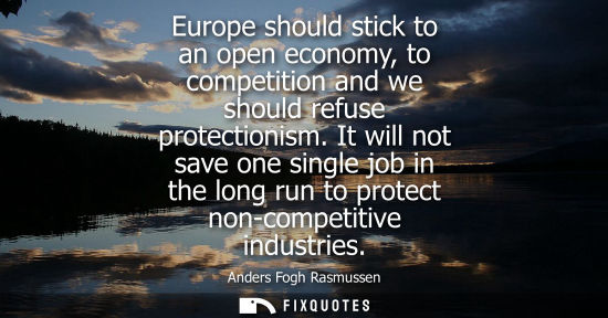 Small: Europe should stick to an open economy, to competition and we should refuse protectionism. It will not 