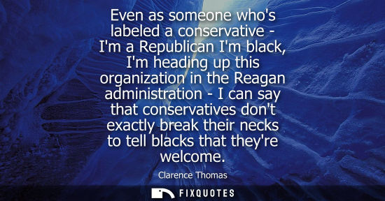 Small: Even as someone whos labeled a conservative - Im a Republican Im black, Im heading up this organization