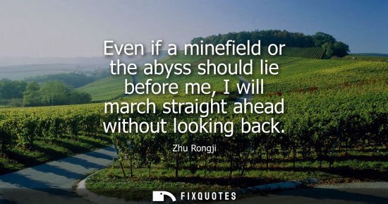 Small: Even if a minefield or the abyss should lie before me, I will march straight ahead without looking back