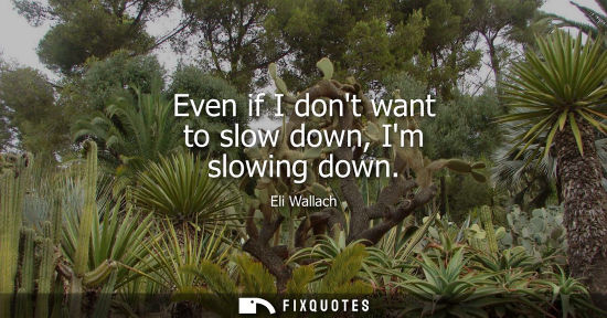 Small: Even if I dont want to slow down, Im slowing down