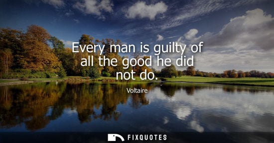 Small: Every man is guilty of all the good he did not do - Voltaire