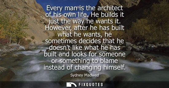Small: Every man is the architect of his own life. He builds it just the way he wants it. However, after he ha