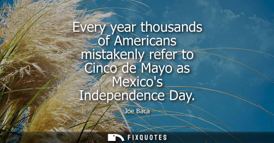 Small: Every year thousands of Americans mistakenly refer to Cinco de Mayo as Mexicos Independence Day